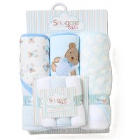 F09451: Baby Teddy 6 Piece Hooded Towels & Washcloths Bath Time Set