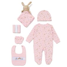 F09750: Baby Girls Bunny 8 Piece Mesh Bag Gift Set (NB-6 Months)