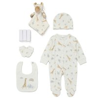 F09753: Baby Unisex Giraffe 8 Piece Mesh Bag Gift Set (NB-6 Months)