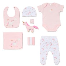 F09766: Baby Girls Unicorn 10 Piece Mesh Bag Gift Set (NB-6 Months)