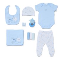 F09768: Baby Boys Star 10 Piece Mesh Bag Gift Set (NB-6 Months)