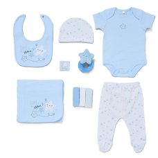 F09768: Baby Boys Star 10 Piece Mesh Bag Gift Set (NB-6 Months)