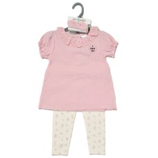 F09832TOD: Girls Muslin Fabric Top, Leggings & Headband Outfit (2-4 Years)