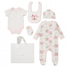 F09907: Baby Girls Floral 6 Piece Mesh Bag Gift Set (NB-6 Months)