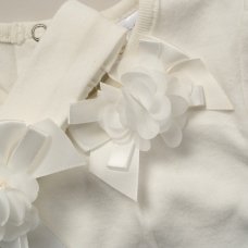 F10181NB: Baby Girls Cream All In One & Headband On A Satin Padded Hanger (0-9 Months)