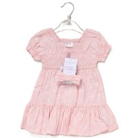 F10333INF: Baby Girls Smocked Panel Dress & Headband Set (12-24 Months)