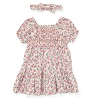 F10334INF: Baby Girls Smocked Panel Dress & Headband Set (12-24 Months)