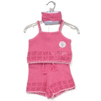 F10381TOD: Girls True Knit Top, Short & Headband Outfit (2-4 Years)