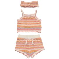 F10383TOD: Girls True Knit Top, Short & Headband Outfit (2-4 Years)