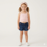 F10390TOD: Girls True Knit Top, Denim Short & Headband Outfit (2-4 Years)