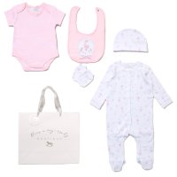 F10634NB: Baby Girls Birds 6 Piece Mesh Bag Gift Set (NB-6 Months)