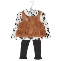 G10744INF: Baby Girls Faux Fur Gilet, Top & Legging Outfit (12-24 Months)
