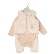 G10801INF: Baby Unisex Borg Jacket, Trouser & Ribbed Bodysuit Outfit (12-24 Months)