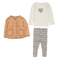 G10804TOD: Girls Quilted Jacket, Top & Legging Outfit (2-4 Years)