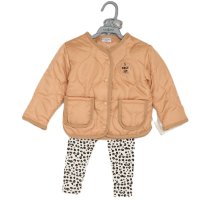 G10804INF:  Baby Girls Quilted Jacket, Bodysuit & Jog Pant Outfit (12-24 Months)
