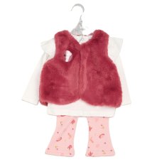 G10878INF: Baby Girls Faux Fur Gilet, Top & Legging Outfit (12-18 Months)
