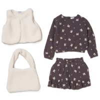 G10960TOD: Girls Borg Gilet, Top, Crepe Skirt & Handbag Outfit (2-4 Years)