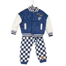 G11050TOD: Boys Quilted Varsity Jacket, Top & Jog Pant Outfit (2-4 Years)