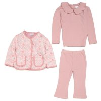 G11169TOD: Girls Quilted Jacket, Top & Legging Outfit (2-4 Years)