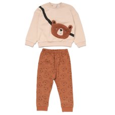 G11246TOD: Kids Sweatshirt With Cross Bag Applique & Jog Pant Outfit (2-4 Years)