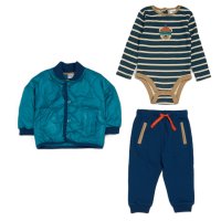 G11613INF:  Baby Boys Quilted Jacket, Bodysuit & Jog Pant Outfit (18 Months)