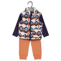 G11741INF:  Baby Boys Borg Printed Gilet, Bodysuit & Jog Pant Outfit (12-24 Months)