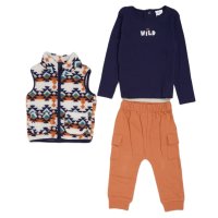 G11741TOD: Boys Borg Printed Gilet, Top & Jog Pant Outfit (2-4 Years)