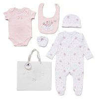 G12400NB: Baby Girls Little Love 6 Piece Mesh Bag Gift Set (NB-6 Months)