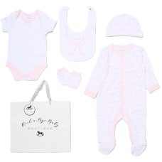 G12403NB: Baby Girls Ribbon 6 Piece Mesh Bag Gift Set (NB-6 Months)