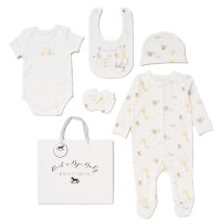 H12681NB: Baby Unisex "Hello Baby" 6 Piece Mesh Bag Gift Set (NB-6 Months)