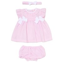 H12817INF: Baby Girls Dress, Pant & Headband Set (9-24 Months)