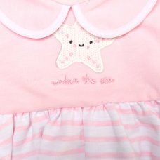 H13163NB: Baby Girls Dress With Crochet Applique & Headband Outfit (0-9 Months)