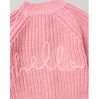 H13665NB: Baby Pink Cotton Knit Cardigan With Embroidery Detail- Hello (0-12 Months)