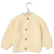 H13666NB: Baby Lemon Cotton Knit Cardigan With Embroidery Detail- Hello (3-12 Months)