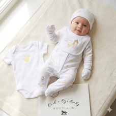 H15228NB: Baby Unisex "Welcome Home Little One" 6 Piece Mesh Bag Gift Set (NB-6 Months)