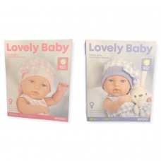 HU9482: DOLL 33CM LOVELY BABY IN CARRY BASKET 2 ASSORTED (3+ Years)