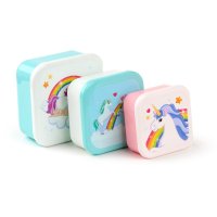 LBOX08: Set of 3 Lunch Box S/M/L Enchanted Rainbows Unicorn