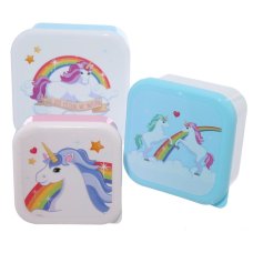 LBOX08: Set of 3 Lunch Box S/M/L Enchanted Rainbows Unicorn