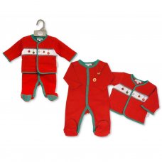 BW-13-398: Baby Christmas Smocked Cotton 2 Piece Outfit (NB-6 Months)