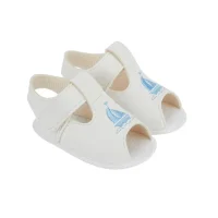 S052: Baby Boys Soft Soled Sandal-  White/Blue (Shoe Sizes: 0-3)