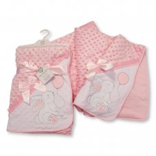 BW-112-2003P: Baby Bunny & Balloon Dimple Wrap With Lace- Pink