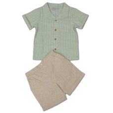 J33823: Baby Boys Muslin Fabric Shirt & Short Outfit  (1-2 Years)