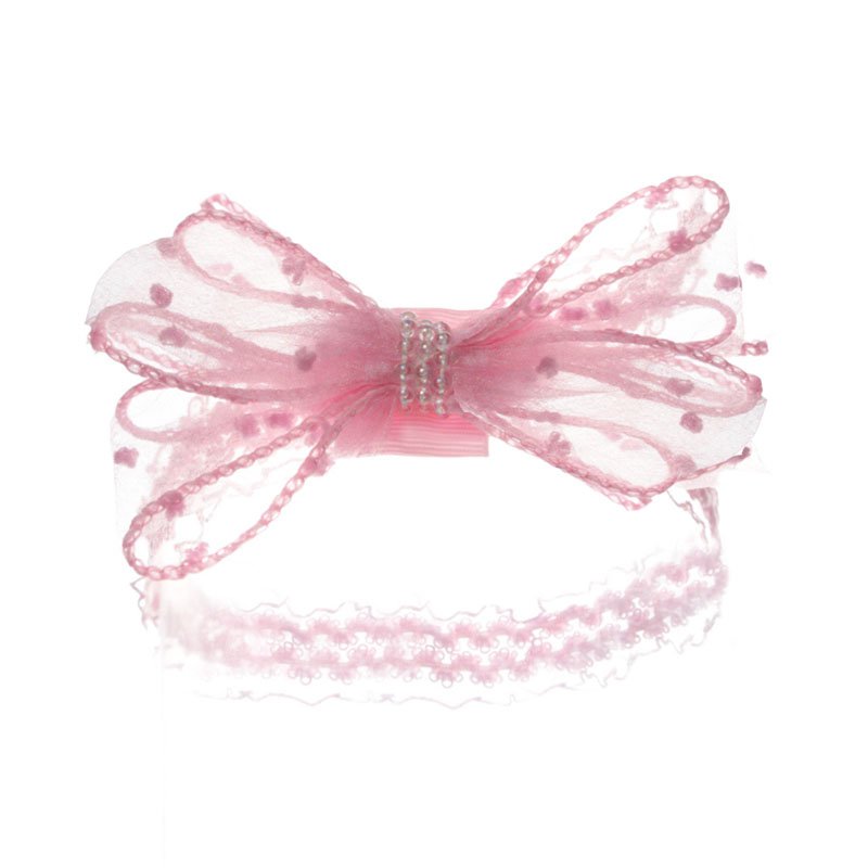 HB98-P: Pink Lace Headband w/Bow