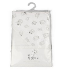 H13727: Baby Hooded Towel/Robe With Bear Print Hood- White Trim