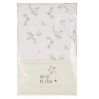 H13729: Baby Hooded Towel/Robe With Woodland Print Hood- White Trim