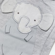 W23911: Baby Unisex Elephant Ribbed Bodysuit & Short (0-12 Months, SEE DESC- Slight fault)