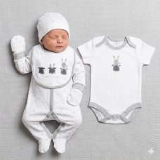 A02840: Baby Unisex Bunny 6 Piece Mesh Bag Gift Set (NB-6 Months)