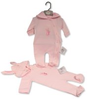 BIS-2020-2560: Baby Girls All in One with Hood - Bunny (NB-6 Months)