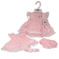 BIS-2120-6272: Baby Dress, Pant & Headband Set  (NB-6 Months)