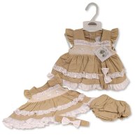 BIS-2120-6276: Baby Linen Dress, Pant & Headband Set  (6-24 Months)